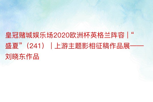 皇冠赌城娱乐场2020欧洲杯英格兰阵容 | “盛夏”（241） | 上游主题影相征稿作品展——刘晓东作品