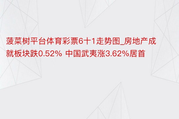 菠菜树平台体育彩票6十1走势图_房地产成就板块跌0.52% 中国武夷涨3.62%居首